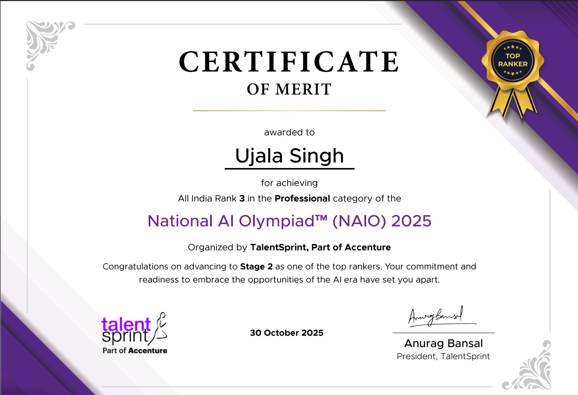 AI Olympiad Certificate